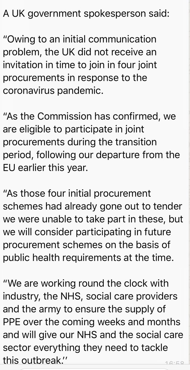 Peston's tweet image. Rather amazingly, we are not in EU ventilator scheme because government didn’t get or didn’t see relevant emails.