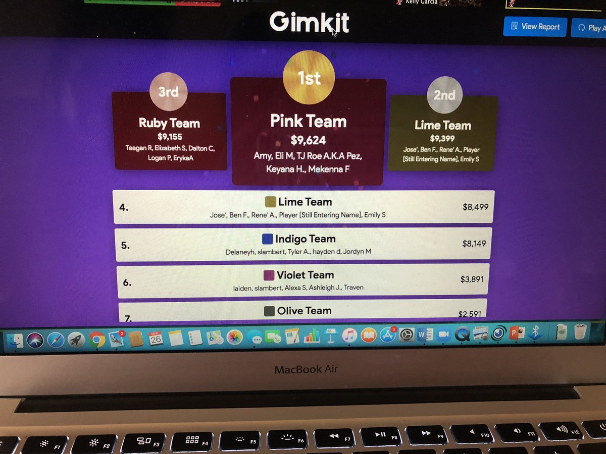 damoudeBHS's tweet photo. Today we had a HUGE game of Gimkit with over 80 students from over 15 schools! This included a teacher and school from Spain! The teachers were able to zoom while the students played! So much fun! We are making the most of online learning! #TeachingOnline https://t.co/TzruOfcB1G