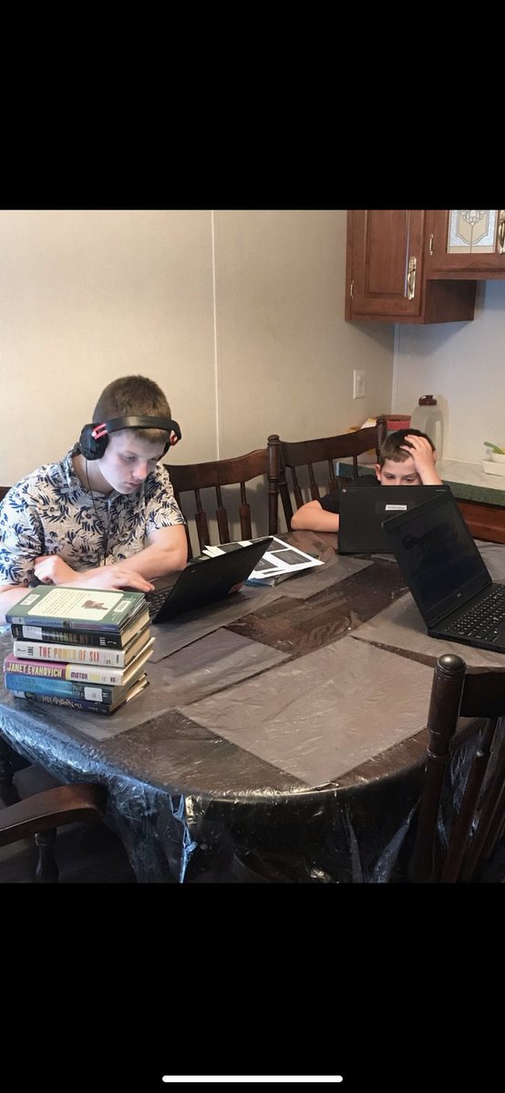 DennisonsDen's tweet photo. Learning from home is not bad, but we sure do miss our school family! Thank goodness for Google Chat and Meet! Cannot wait for May 15th!! @HCPSNC @AtkinsonElem #learningfromhome #weareatk https://t.co/aQlJKd49sV