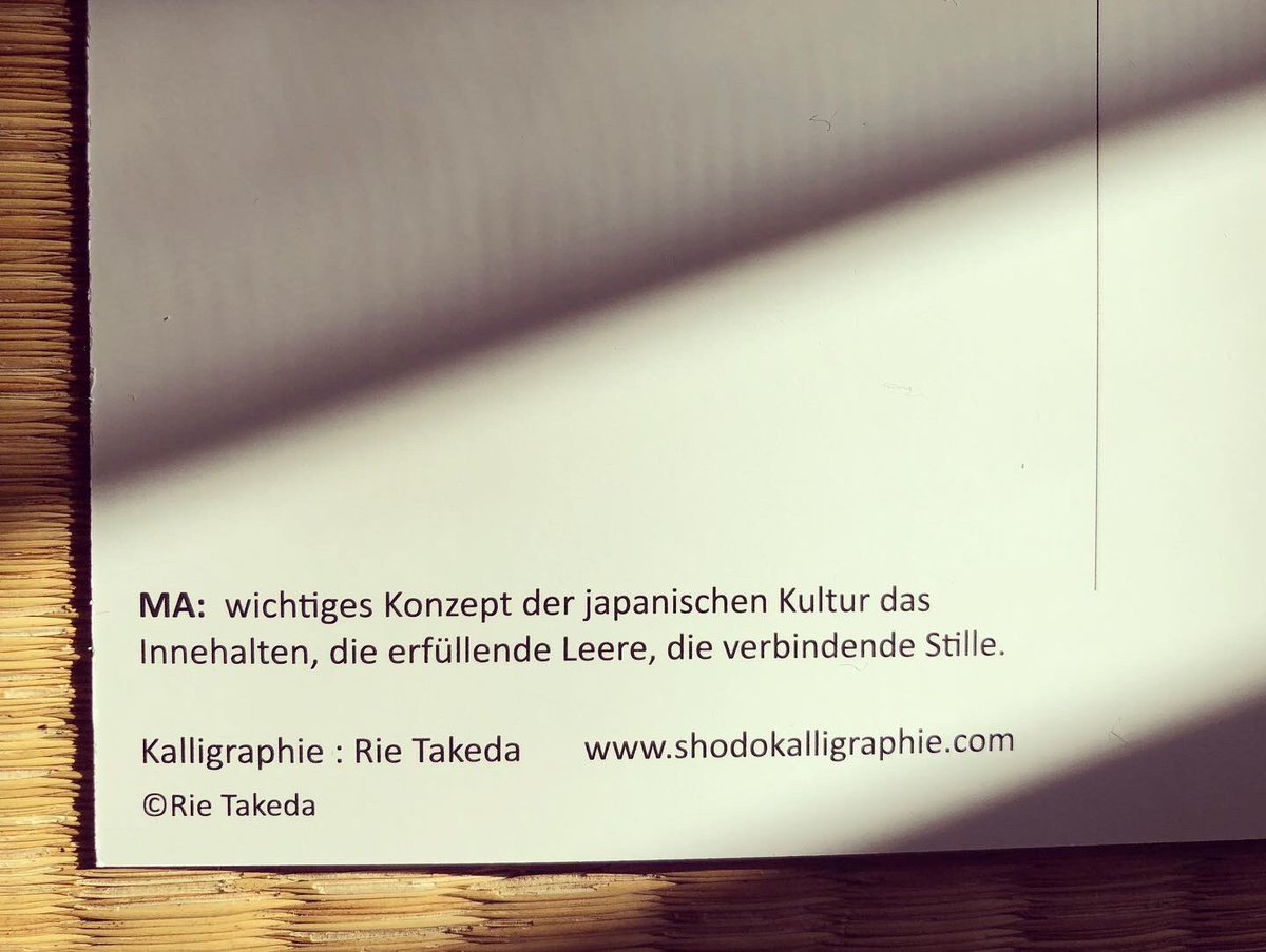 neojaponism's tweet photo. ➰This word has such deep multi-dimensional meanings.
And at the moment, my thoughts are flowing with the ‘MA’ again.

間　MA:
important concept of Japanese art and culture-the inner pause, the fulfilling emptiness, the bonding silence
#ma #innerpause #fulfillingemptiness #shodo https://t.co/vMLkfeKyn8