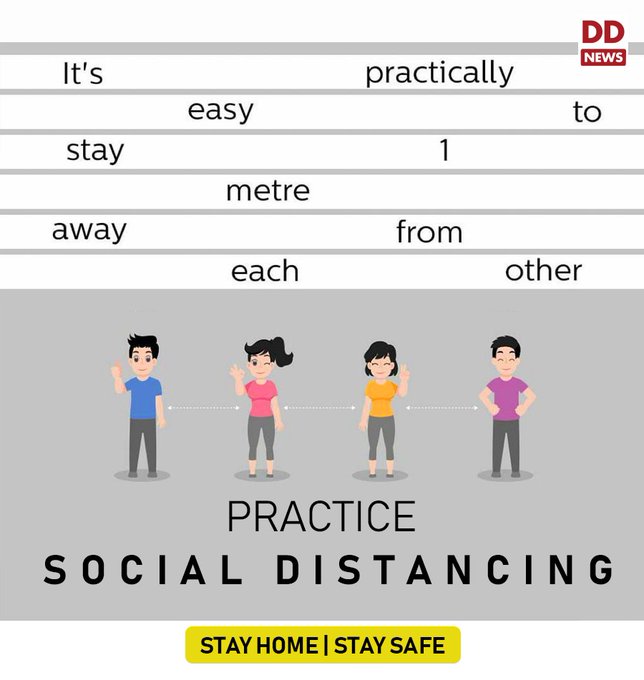 PLEASE RETWEET - 

Social distancing can help break the chain of the spread of COVID-19. 
#StayHome #IndiaFightsCorona  #StayAtHome #coronavirusindia