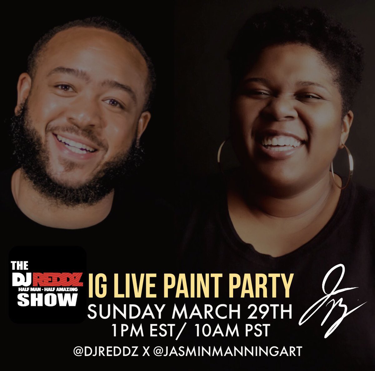 jasmin__art's tweet photo. Stay Home and Sip and Paint with Us!😁Join me and cuzzo @djreddz on IG Live for a Paint Party at 1pm this Sunday 🎧🎨 He’ll be providing tunes and I’ll be doing a Live Painting!
#djreddz #sipnpaint #paintparty https://t.co/pwtAqaHfpU