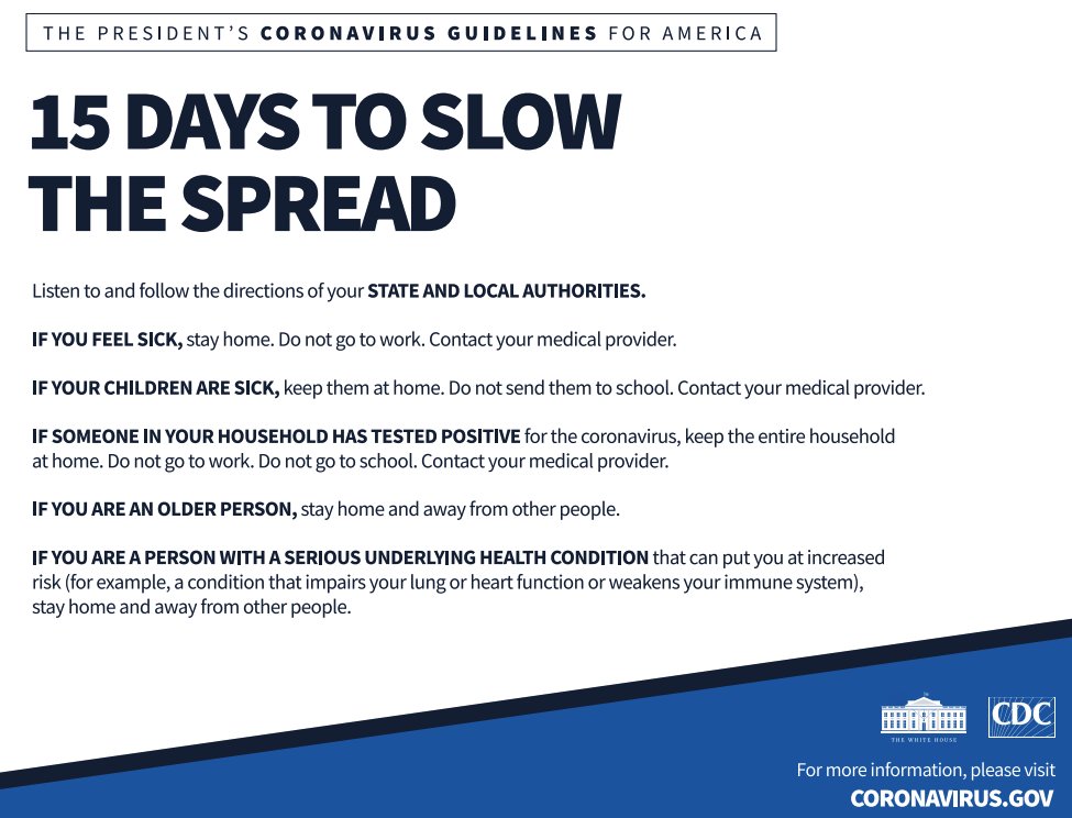TBAISDTechTalk's tweet image. 15 Days to Slow the Spread, everyone stay put!  coronavirus.gov