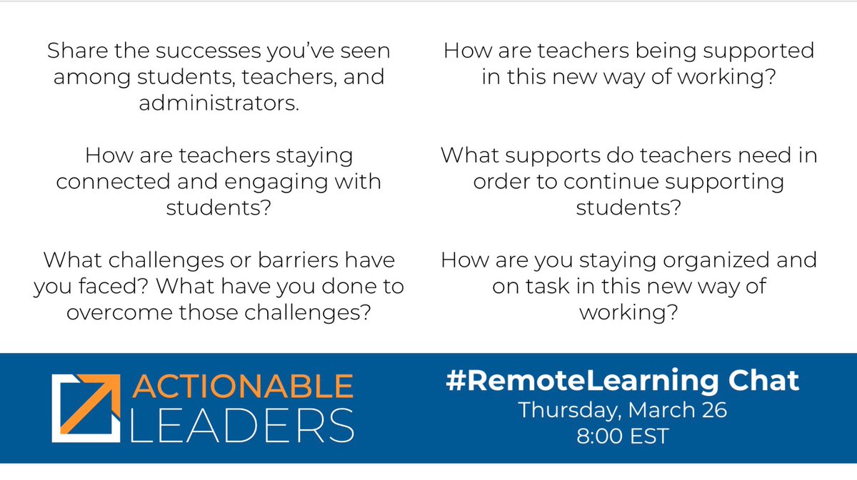 edtechgirl's tweet image. I am going to join in the #RemoteLearningChat tonight at 8 EST. Hope many of you who are in #EdLeadership join in too.  @iReyn @TebnerEbner @DrBDrost