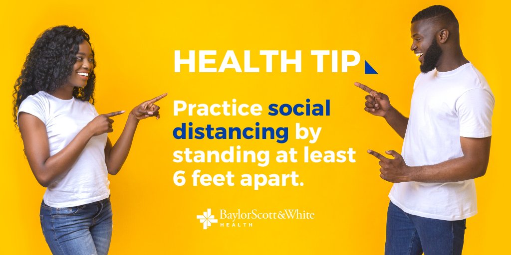 bswhealth_ATX's tweet photo. Protect yourself against #COVID19 and prevent the spread of germs to others by practicing #SocialDistancing 👍 https://t.co/NpU02sBgeG