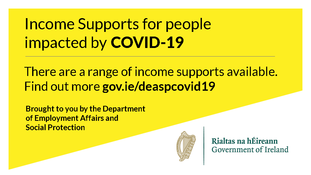 ➡️Please don't visit your local Intreo Centre. Signing has been suspended

➡️Apply online for #COVIDー19 Pandemic Unemployment Payment at mywelfare.ie

➡️For details on the Temporary Wage Subsidy Scheme see revenue.ie/en/corporate/c…

All info at gov.ie/deaspcovid19