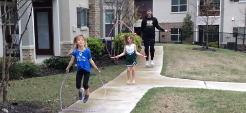 We are staying active with my sweet twins...#fbegoesvirtual  Everyone is all air! <a href="/FBE_PTA/">Fern Bluff PTA</a> <a href="/FernBluffES/">Fern Bluff Elem.</a>