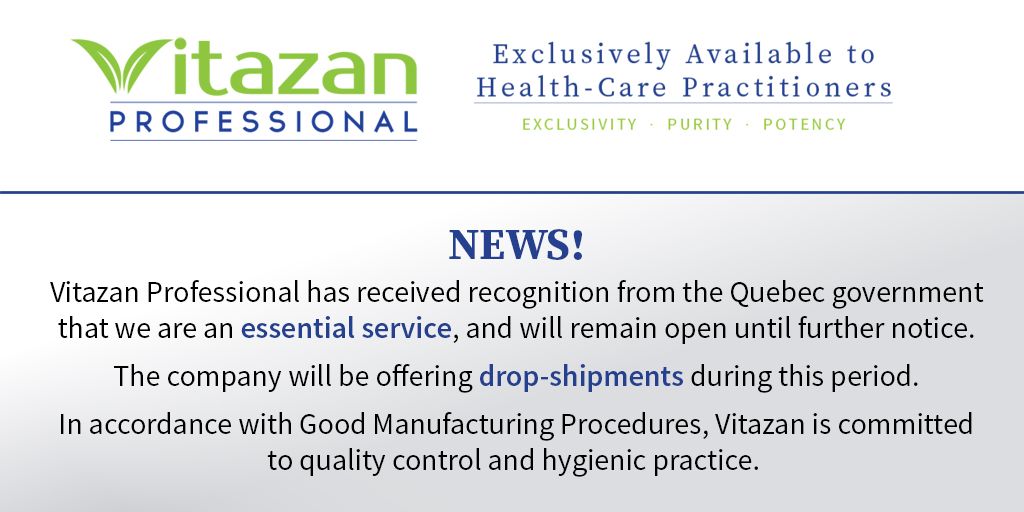VitazanP's tweet photo. NEWS! We are continuing to operate and service you and your patients. We are now offering dropship orders directly to your patients. Please call 1-888-863-9274 or send us a quick email to info@vitazan.com for details. https://t.co/Prqp0UVtxN