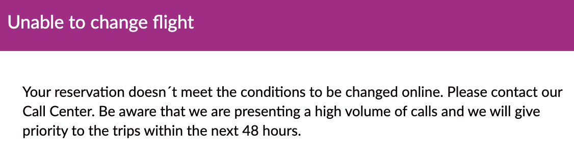 meshelada's tweet photo. @flyvolaris I've received an email that I can now change online, but I cannot change online and call center does not work. https://t.co/s6MskfApxy