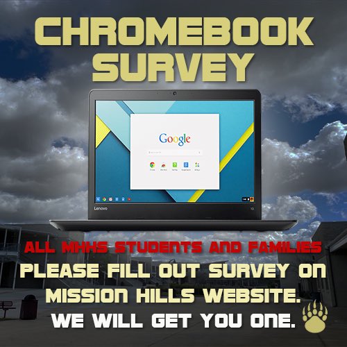 Grizzlies, please fill out this brief survey.  It is very important that every family has at least one computer and internet. Thank you!  Please help spread the word. Form here:  forms.gle/kMyGgqZZfpSF3B…