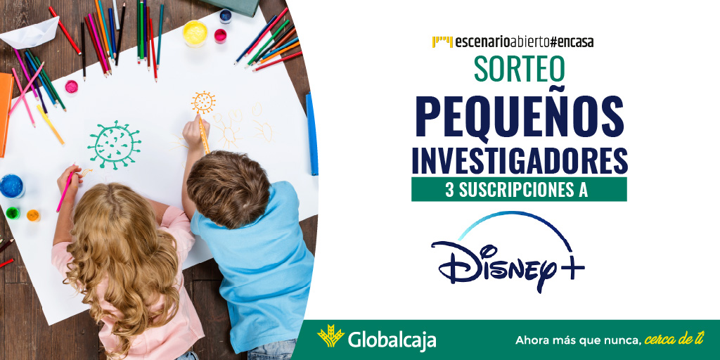 SomosGlobalcaja's tweet photo. Lanzamos un Sorteo 📢'Pequeños Investigadores 🔭 #Coronavirus’ Si quieres ganar una suscripción para Disney Channel durante un año entra en nuestro Facebook y envía el dibujo con la vacuna 💉 que acabará con el #coronavirus realizado por los más pequeños.
https://t.co/LNVWnyQZpJ https://t.co/LZ2Yat6LZn
