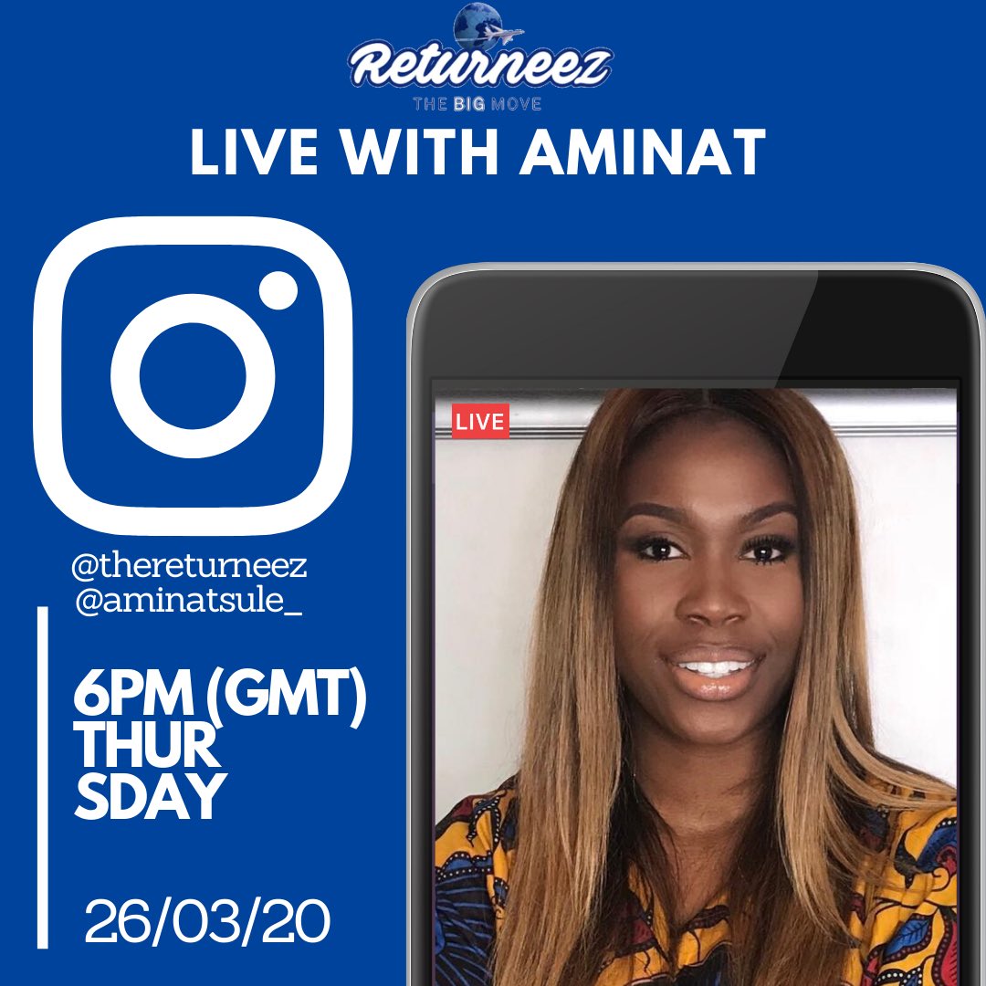 TheReturneez's tweet photo. Join us at 6pm (gmt) today as we talk with @aminatsule_ on all things diaspora and contributing to Africa. Who’s ready for this one?
Set your alarms.. see you right here at 6pm. #thereturneez https://t.co/MJ81fx2qcx