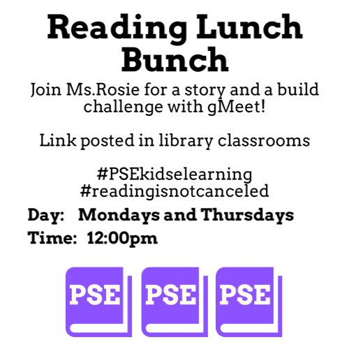 MsRosie_library's tweet photo. Who wants a build challenge? Who says we can #makerspace at home??? Tune in #psekids for some fun. Check those library google classrooms for links. Spread the word!!
#Bcsdelearning #psekidselearning #library #letsdothis #readingisntcanceled https://t.co/ebweOSOZhn