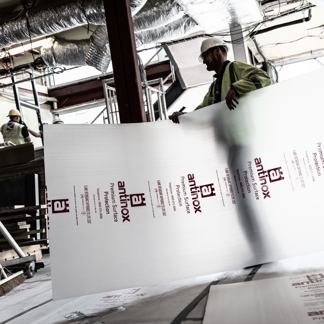 AntinoxProtect's tweet photo. Another great shot showing how easy #antinox is to use over against hardbaord and other traditional forms of #floorprotection https://t.co/LZrsOR0XIU