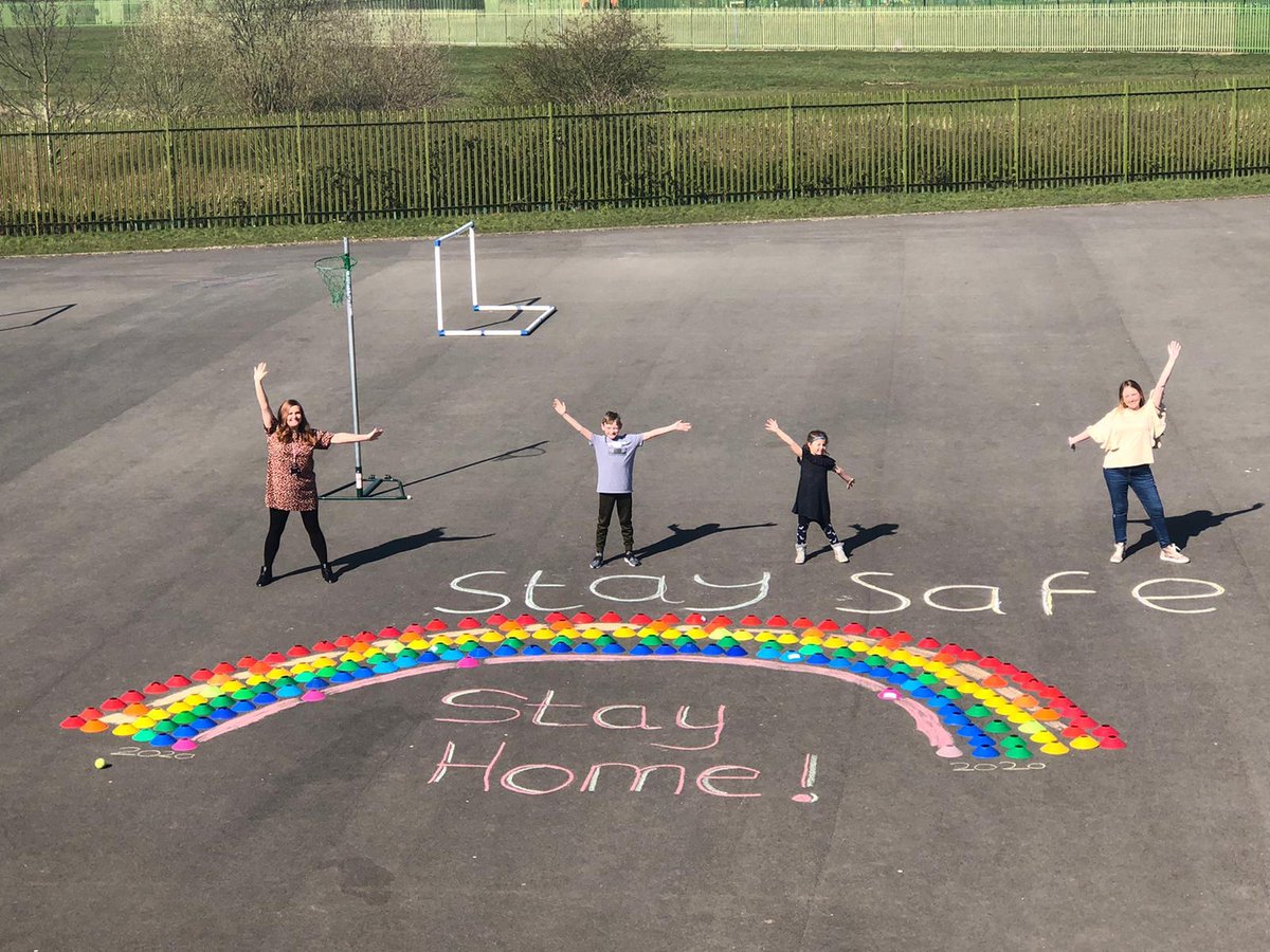 stcolumbas2014's tweet photo. We had fun making our stay safe rainbow today #staysafe #stayathome https://t.co/YVkxkMSfME