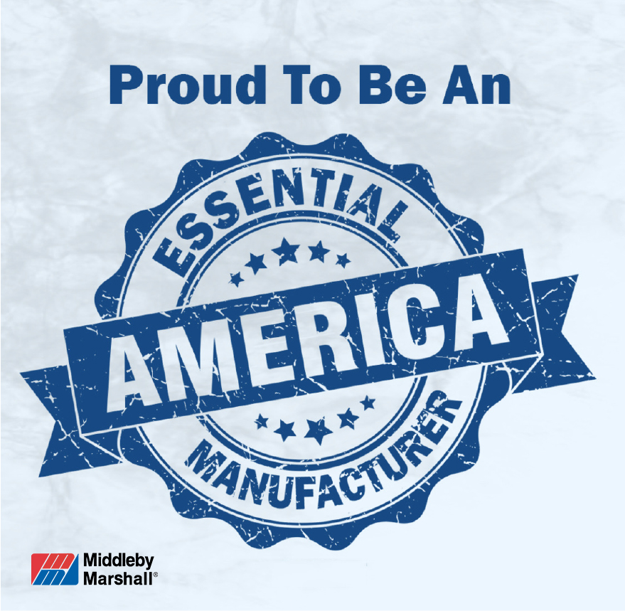 Middleby Marshall is OPEN for business. We are grateful to be designated as an Essential American Manufacturer so we can continue to serve and support our partners. 

#heretoserve #middlebycares #thisismiddleby 
#americanmanufacturer