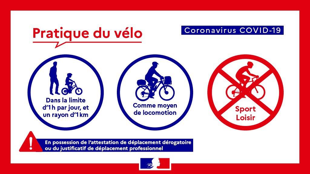 villedementon's tweet photo. ❓Est-ce que je peux faire du vélo ?
❌ Non, la pratique du vélo de loisir est proscrite.
✅ Pour vos enfants, lors d'une sortie brève, en étant accompagné par un adulte à pied.
🔔 Il peut être utilisé pour un déplacement (travail, santé, courses ...) https://t.co/A6WGt7KTYX