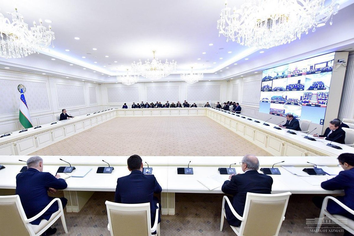 president_uz's tweet photo. Additional measures to boost social and medical protection of the population identified at a videoconference session chaired by President Shavkat Mirziyoyev.
#Mirziyoyev #Uzbekistan #publichealthcare #coronavirus #pandemic #mitigateimpact #livingstandards #economy https://t.co/zW1mmnyF2V