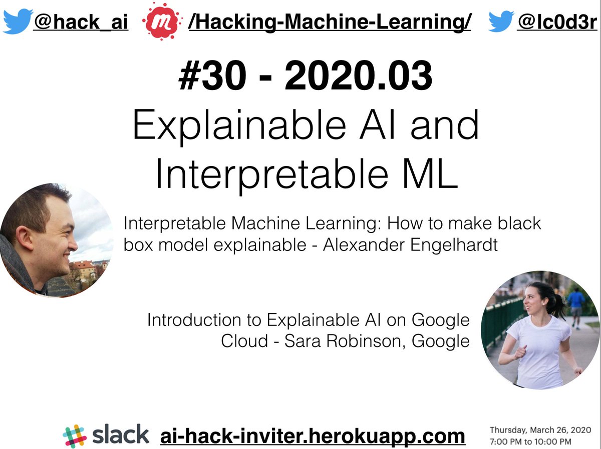 Staying at home does not mean not learning anymore, neither meeting new amazing people. Today I am proud to host such great speakers like <a href="/eng_elhardt/">Alexander Engelhardt</a>  and <a href="/SRobTweets/">Sara Robinson</a> talking how to make your #MachineLearning more explainable. Join us on youtube in just 20 min or so  #tfug