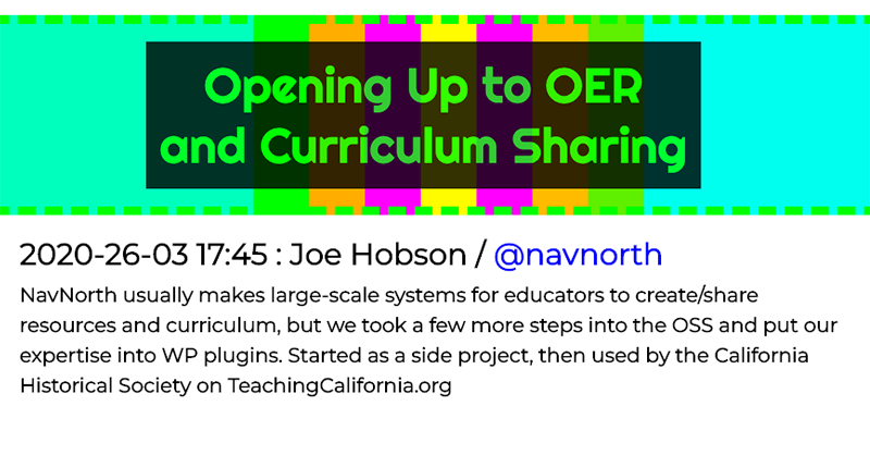 NavNorth's tweet photo. How did we take the things we learned in custom #edTech dev over the last 20 years and release them to the #OSS world? via OER and Curriculum #WordPress plugins. I'm @joehobson, the lead techie at NavNorth and here's a quick version of the story
#PressEdConf20 1/15 https://t.co/3qLwXQzrwk