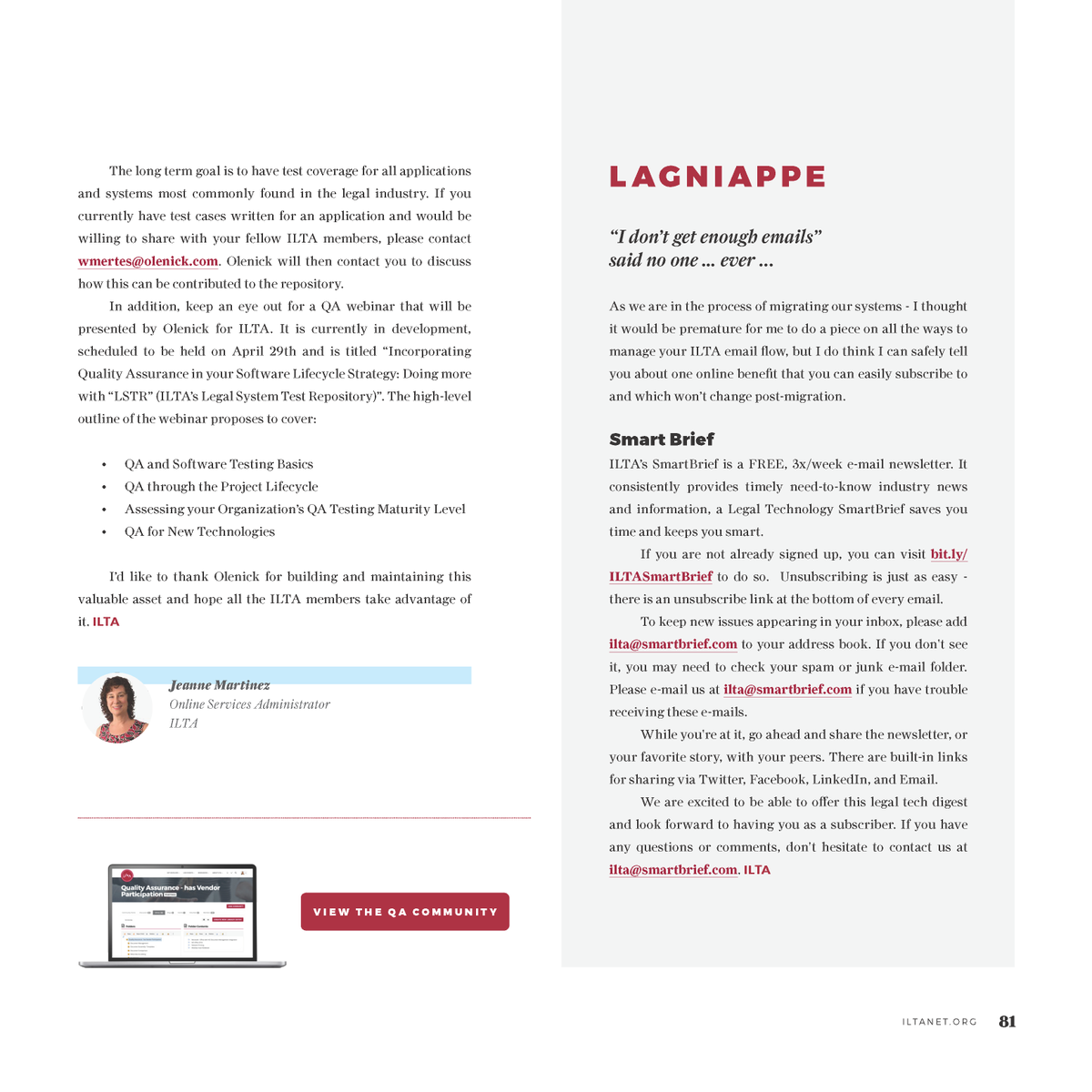 ILTANet's tweet photo. Hot off the virtual press: a teaser for the Spring 2020 issue of Peer to Peer! Here's our new Membership Benefit column by ILTA staffer Jeanne Martinez. Read the full article now and check out the digital issue on Tuesday, March 31!
#WeAreILTA #ILTAPeertoPeer #legaltech https://t.co/hwWTrbp78n