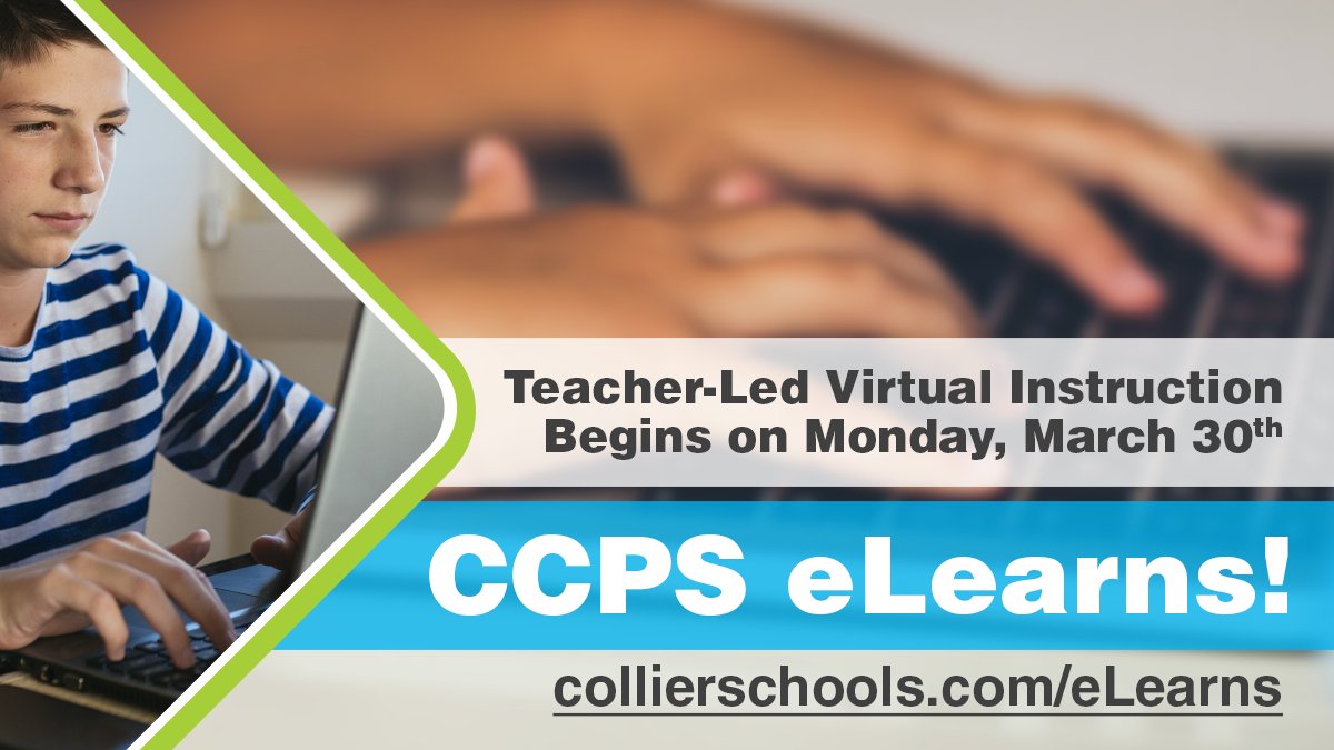 CCPS eLearns! Teacher-Led Instruction starts Monday (3/30)! Read full update for some "homework" to get ready for teacher-led instruction and details on student expectations for online learning. bit.ly/2QPMTmh  #CCPSeLearns #CCPSFamily