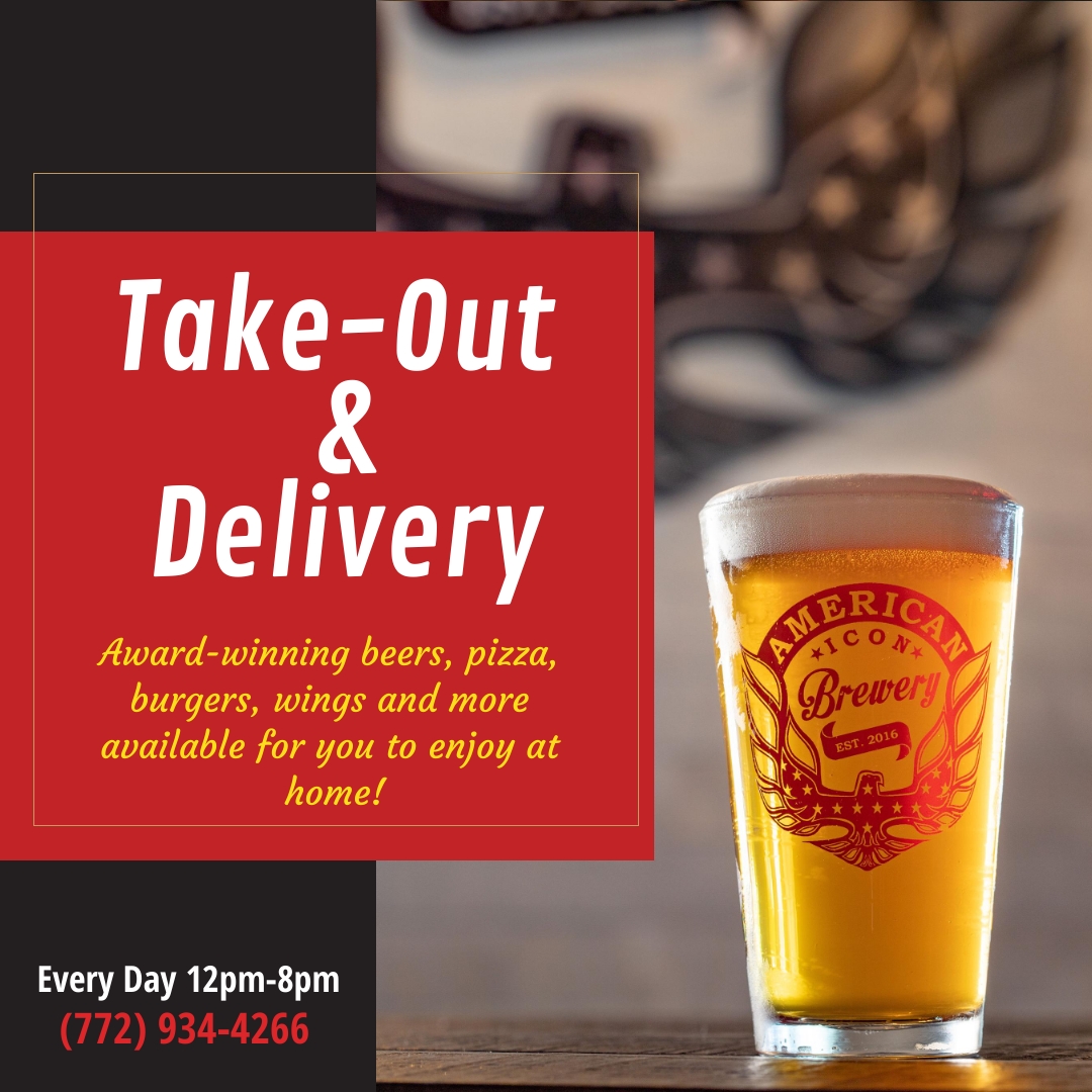 We are open for take-out and delivery!
Enjoy our award-winning beers at home as well as our delicious burgers, pizzas, wings &amp; MORE!

Order online:americaniconbrewery.com/menus-/delivery

or call us: 772-934-4266

#americaniconbrewery #VeroBeach #downtownvero #Untappd #indianrivercounty #takeout