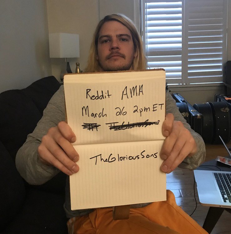Don’t miss Brett of <a href="/TheGloriousSons/">The Glorious Sons</a> on Reddit doing an #AMA in 10 minutes!

Go ask Brett anything:
reddit.com/r/Music/commen…