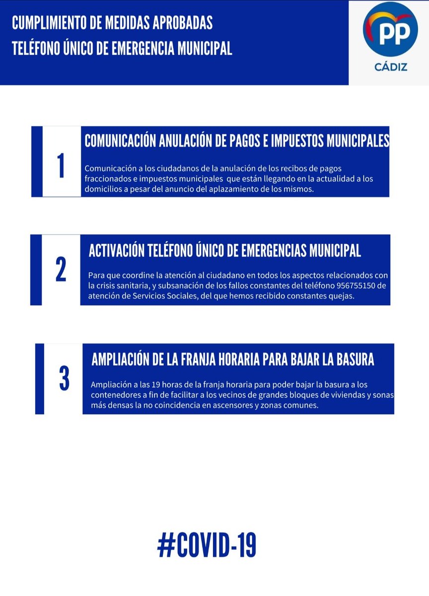 Juancho_OrtizQ's tweet photo. 🔷 Continuamos trabajando para encontrar soluciones que ayuden a aminorar las consecuencias de la crisis #COVIC19 en #Cádiz
Nuevos paquetes de medidas que añadimos a los anteriores 📝
¡Seguimos! Unidos somos más fuertes ❤️ https://t.co/j58D2C6rYZ