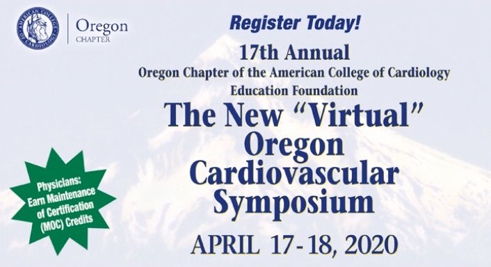 Oregon Chapter - ACC (@accoregon) on Twitter photo The annual Oregon Cardiovascular Symposium will still take place April 17-18 and is now completely virtual. Register today to earn MOC credit! <a href="/tygluckman/">Ty Gluckman</a> @sandylewis <a href="/foster_ted/">Ted Foster DO, MPH, FACC</a> <a href="/etogg1/">Edward Toggart</a>  <a href="/JayneMi39145738/">Jayne Mitchell</a> 
cardiologyinoregon.org The annual Oregon Cardiovascular Symposium will still take place April 17-18 and is now completely virtual. Register today to earn MOC credit! <a href="/tygluckman/">Ty Gluckman</a> @sandylewis <a href="/foster_ted/">Ted Foster DO, MPH, FACC</a> <a href="/etogg1/">Edward Toggart</a>  <a href="/JayneMi39145738/">Jayne Mitchell</a> 
cardiologyinoregon.org