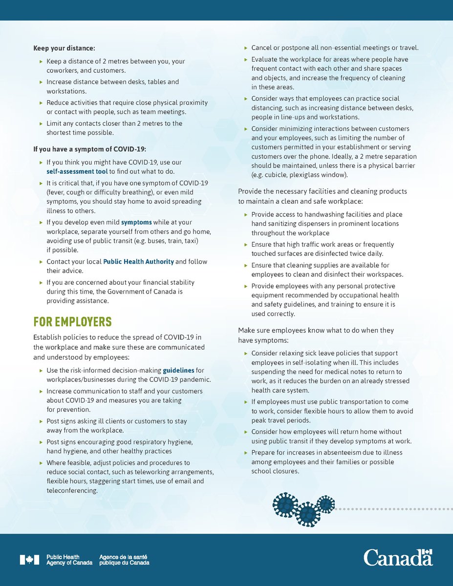 GovCanHealth's tweet photo. Help prevent the spread of #COVID19 in your workplace. Get tips: https://t.co/UoBH0cczdL https://t.co/72SfJ30FK9