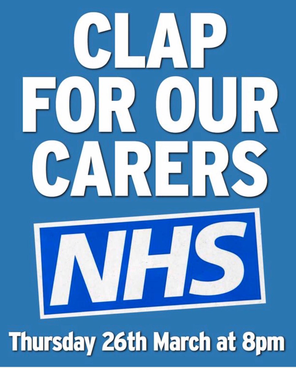 LongfellowRoad's tweet photo. During these unprecedented times the NHS need to know that we are grateful. Please join us tonight, 26th March at 8pm for a big applause to show our appreciation for their ongoing hard work and fight against this virus #clapforourcarers #supporttheNHS #coronavirus #COVID19 https://t.co/t46mPsylJI