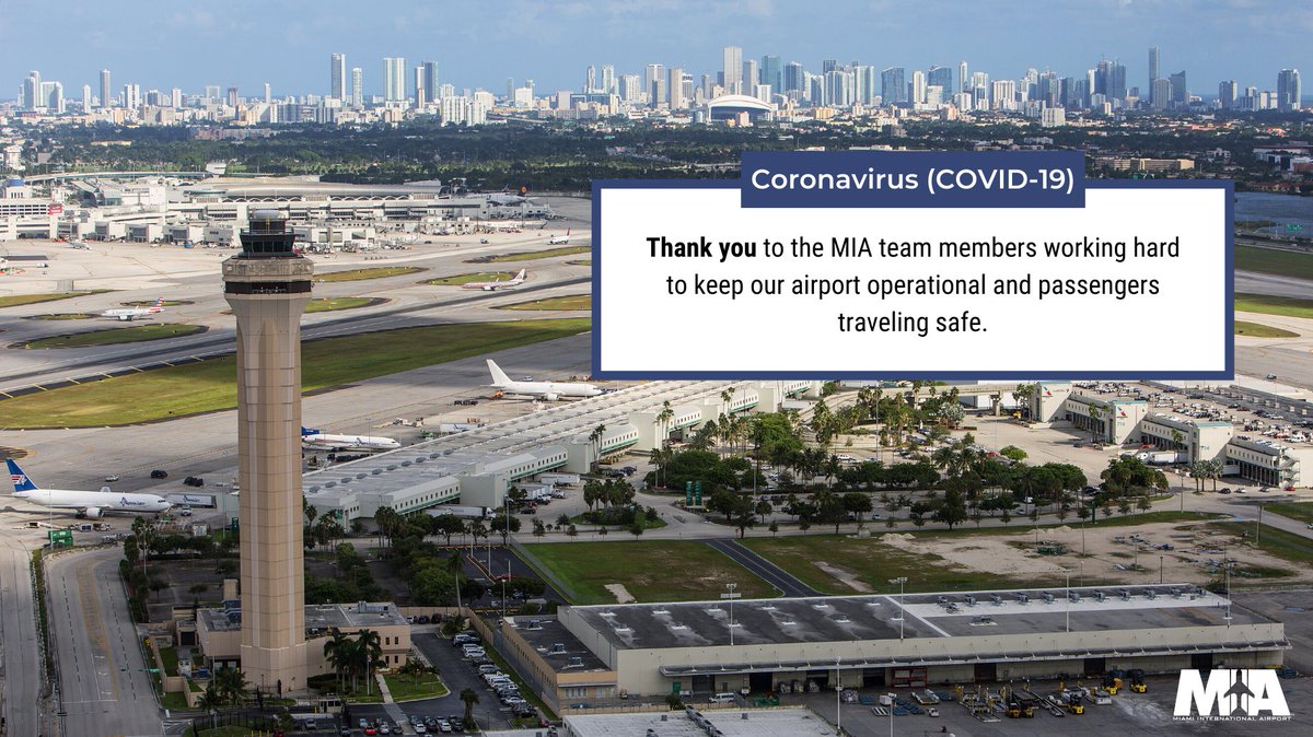 MIA is essential for the arrival of food, medicine and return of residents & citizens to the community. Thank you to all of our team members working hard to keep us operational & our passengers traveling safe.  #ThankfulThursday