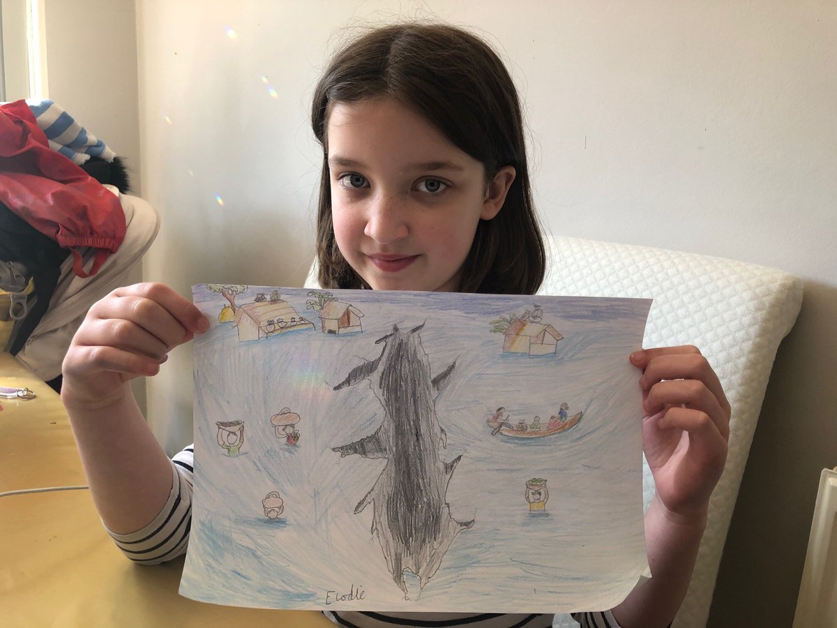 IKachwalla's tweet photo. Deep wounds caused by earthquakes; amidst the damage of floods illustrated by this talented year five#wroxham#yearfive https://t.co/iZlH44IHMj