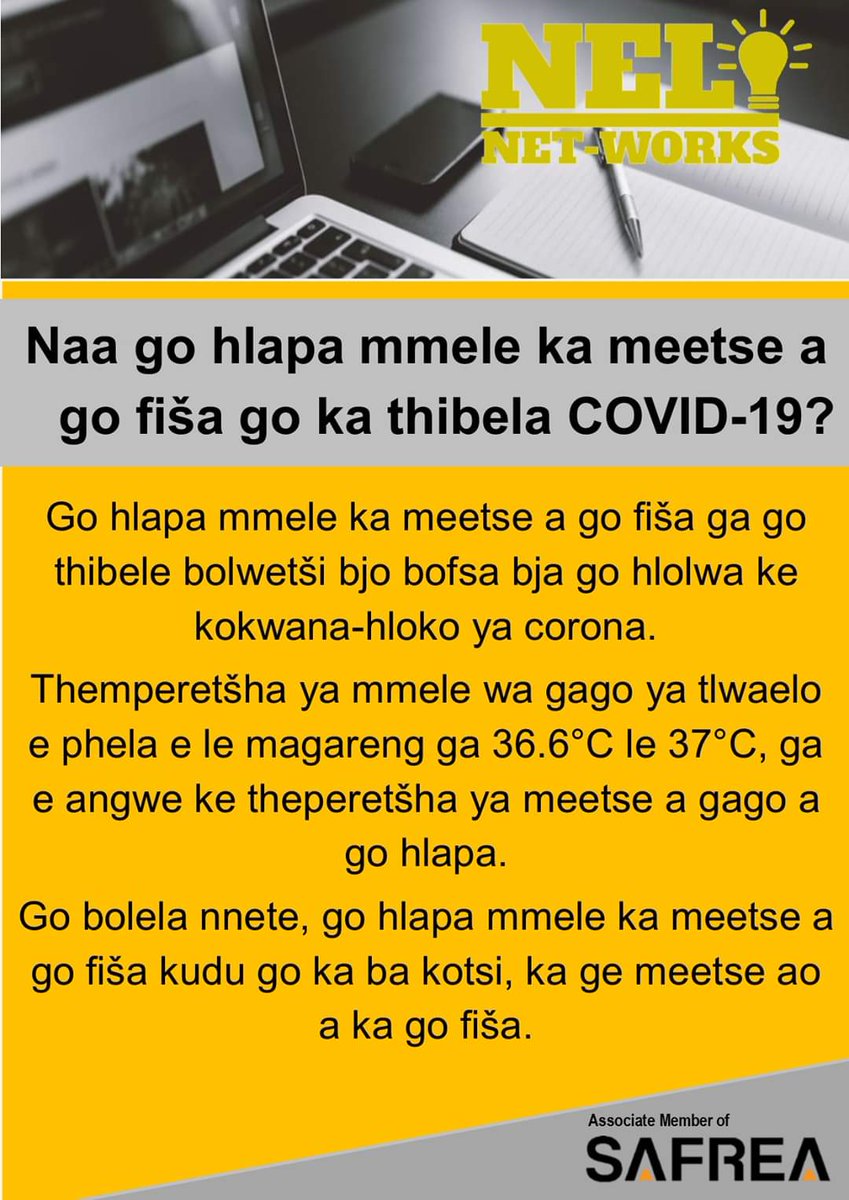 Nel_Networks's tweet photo. KA GE RE LE GAE, A RE GOPOLENG DIPOTŠIŠO TŠA GO BOTŠIŠWA KGAFETŠA KGAFETŠA MABAPI LE COVID-19. #DIKARABO
#StayHomeSA
#SouthAfricaLockdown
#21daysLockdownSA
@ThobelaFMYaka @HealthZA @ArtsCultureSA @nicd_sa @PanSALB https://t.co/9WXyiNnTgT