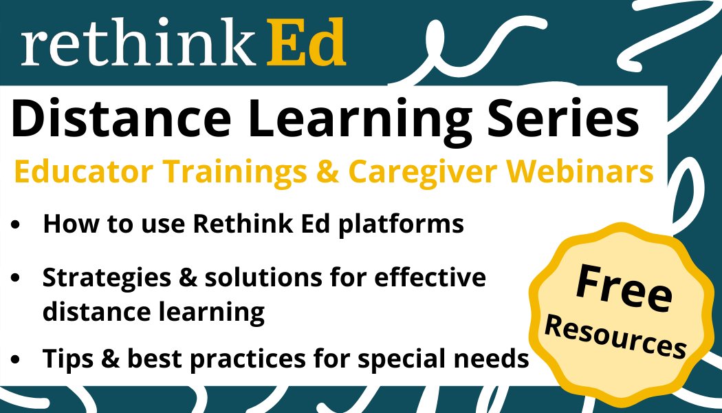 ed_rethink's tweet image. Rethink Ed is launching a Distance Learning Series! We have created live trainings and webinars that will cover our #SEL &amp;amp; Special Education platforms, as well as strategies for caregivers of special needs children. More details at the link below:
go.rethinkfirst.com/RethinkEdVirtu…