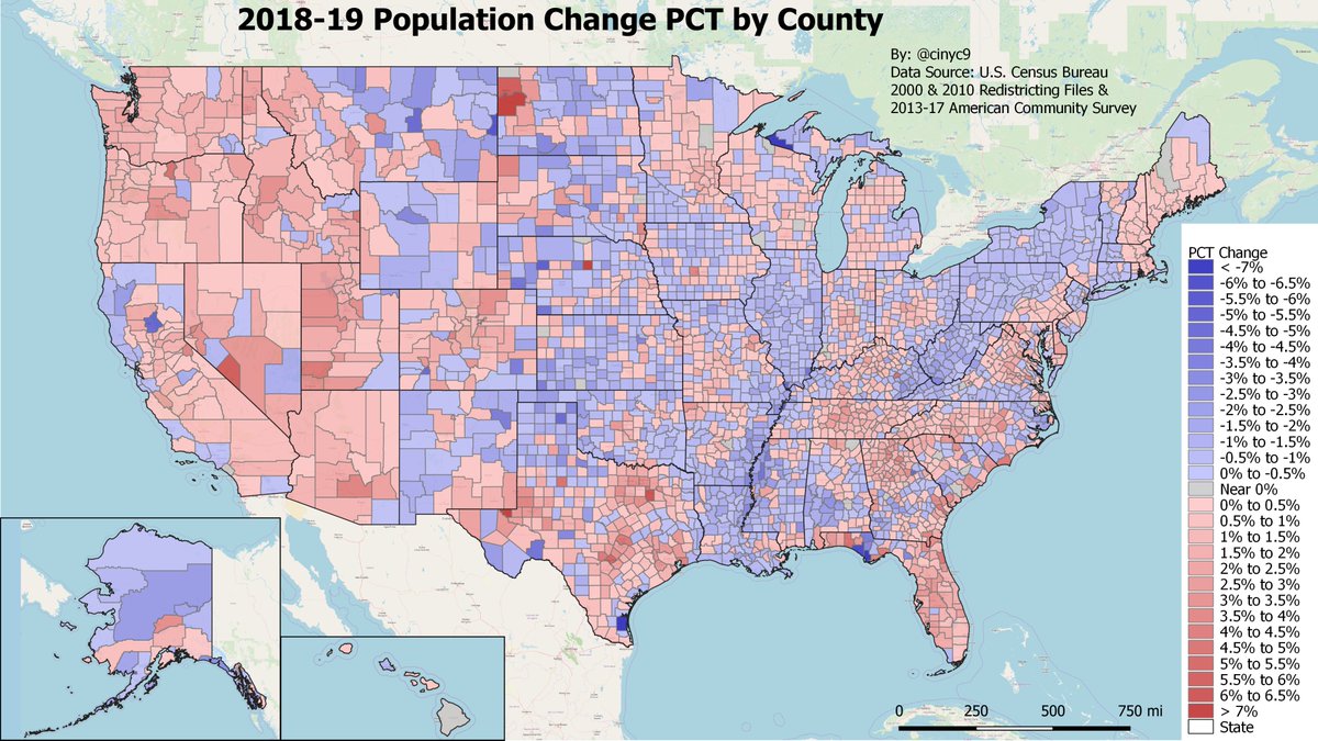 Uzivatel Cinyc Na Twitteru Most Ny Illinois Counties Are Losing Population Here S The Numerical Change Map Among Others Arizona Florida Colorado Nevada Texas And Parts Of The Pacific Nw Are Adding