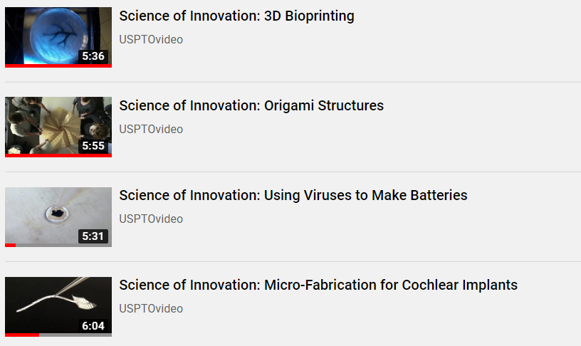 uspto's tweet photo. Running out of things to watch on your online streaming service? Learn something new at our YouTube channel and binge-watch our series on #ScienceOfInnovation: https://t.co/59OK5PacR8, or last year's Invention-Con: https://t.co/2voI4tIws7.
#USPTOSTEM #USPTOvideo #InventorEvent https://t.co/k5iQbGbFTQ