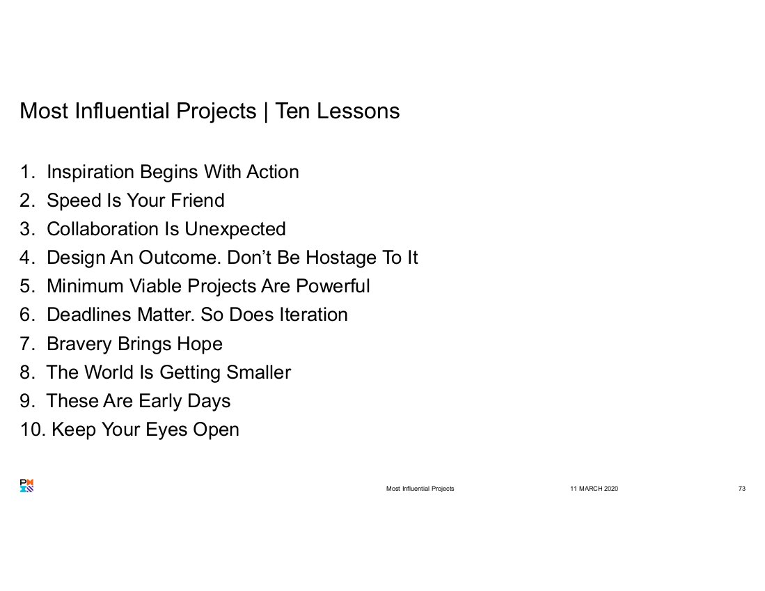 WSPS_SF's tweet photo. #PMXPO2020 @PMInstitute @rsafian What an energetic and strong multi-media presentation! Love the Top 10 lessons for #influentialprojects. https://t.co/XLFkkzlyGe