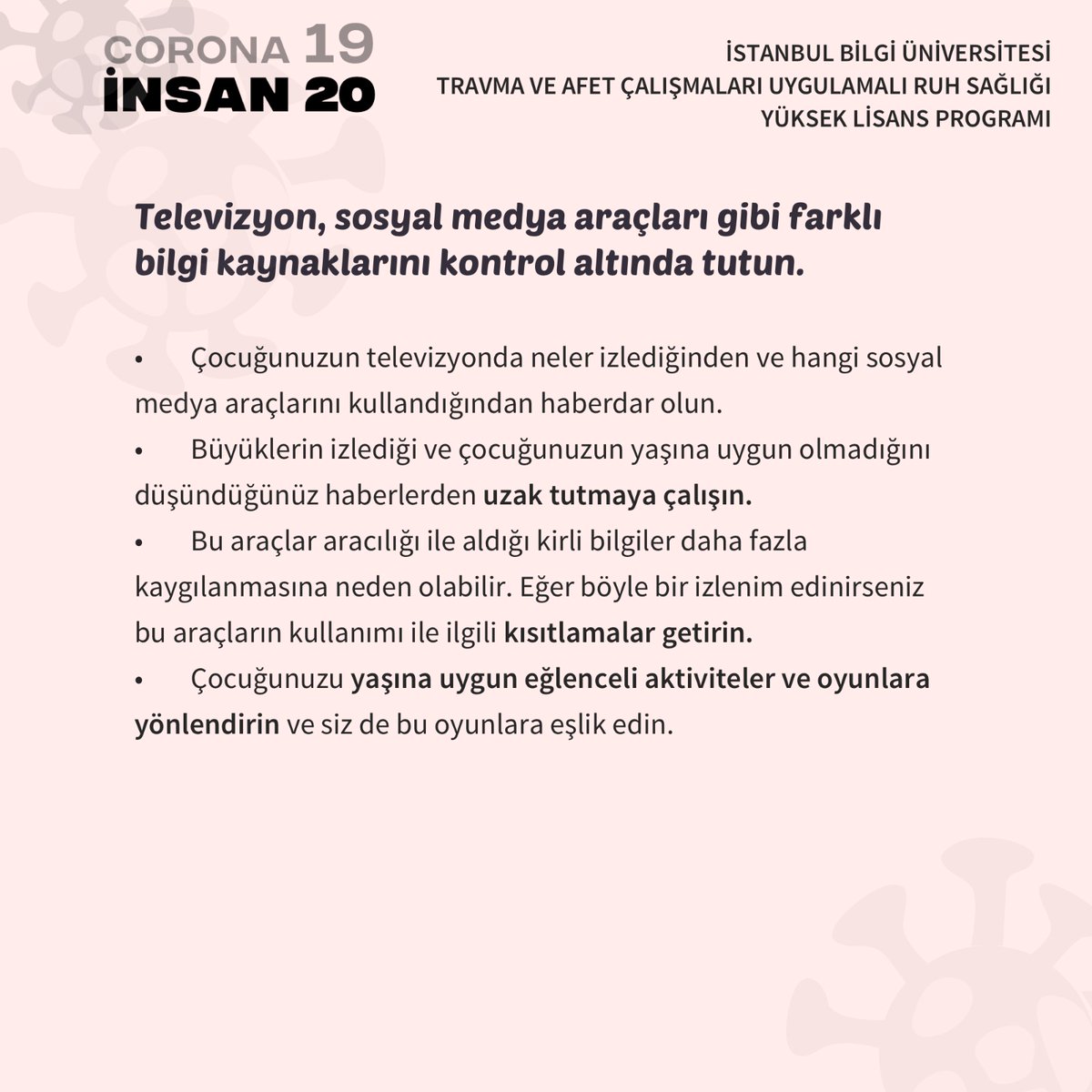 bilgitrvm's tweet photo. Çocuklarla koronavirüsü hakkında konuşurken süreci anlamlandırmalarına ve güvende hissetmelerine destek olmak gerekir.
#bilgitravma #corona19insan20 #corona #covid19 https://t.co/c3JI2bneqs