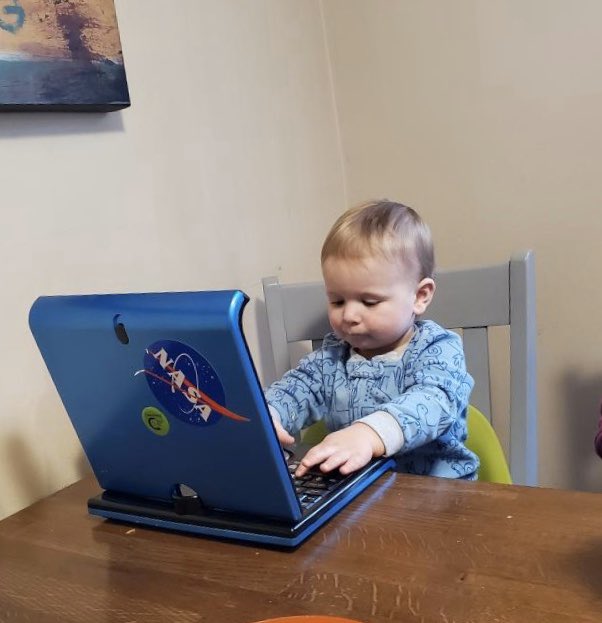 OG_JoshD's tweet image. My nephew doing a little #WorkFromHome @NASA @NASASTEM