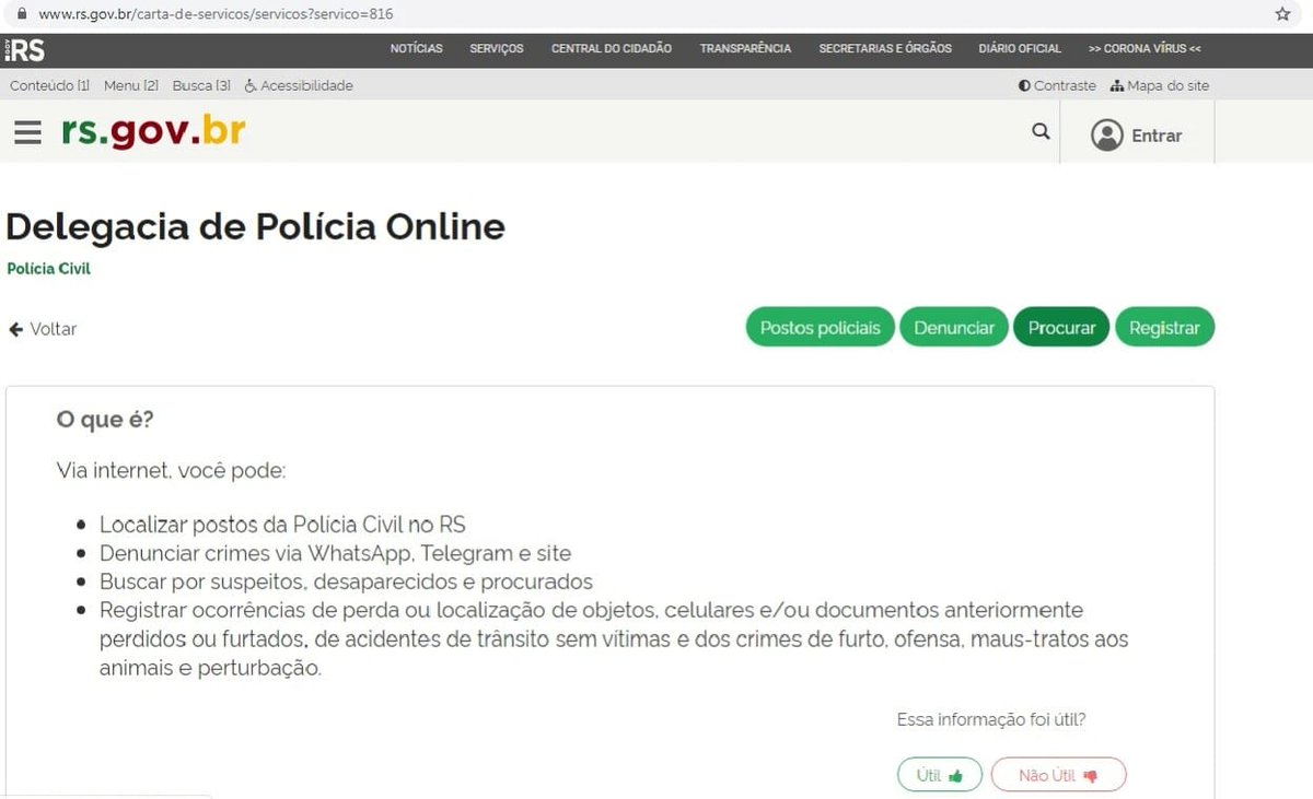 policiacivilrs's tweet photo. Site do @governo_rs passa a disponibilizar registro de ocorrência e outras funções da Delegacia Online RS nos "Serviços em destaque". Acesse em https://t.co/nPVprrty5I. https://t.co/Iil19iCoAW
