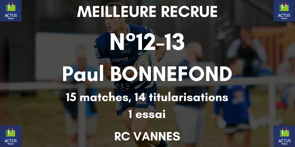 #ProD2 - Supporters du <a href="/RugbyClubVannes/">Rugby Club Vannes</a>, vous avez élu Paul Bonnefond, meilleure recrue de la saison 2019/2020 ! Le centre est arrivé de <a href="/FranceRugby/">France Rugby</a> à l'intersaison.