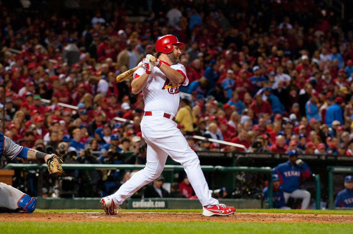 Cardinals's tweet photo. Who else do you want up in this situation, honestly?
Deep outfield. Drop that two-strike hit right in there.
Berkman was probably our MVP that year. He showed up big all season.
#FreeseTweets |
@DavidFreese https://t.co/VFAK9A8LYm