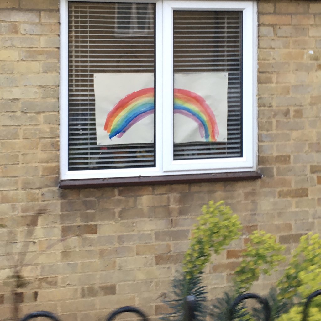 The kids in my ends are putting up big rainbows on their homes. I hadn’t heard about this. Is it a widespread thing or a local custom? Does it have a meaning ir just making the world nice?