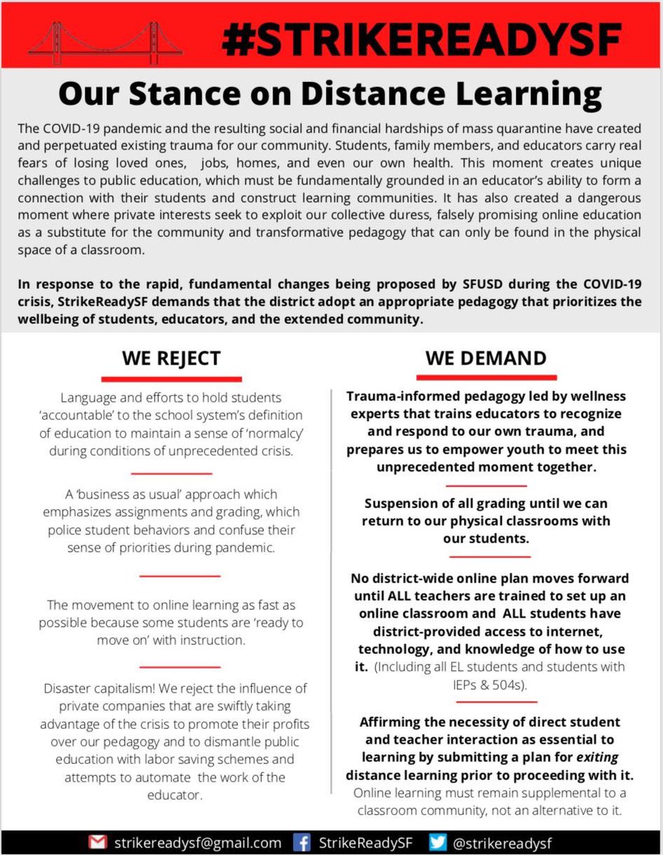 #StrikeReadySF’s view on #DistanceLearning. Please comment + share widely! #StrikeReady