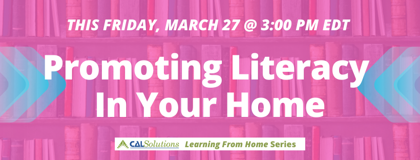 CAL_Linguistics's tweet photo. Professional Development Staff with CAL Solutions will be recording LIVE webinars EVERY Friday afternoon from 3:00 PM to 4:00 PM Eastern!
...
TOMORROW: "Promoting Literacy in Your Home" Register here! https://t.co/PWBggHGZYJ
...
#LanguageApplied @CAL_LangLit https://t.co/sIUAXGBDSi