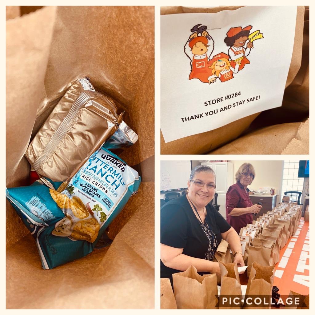 0284 Orange blooded Angels: Maria and Connie taking care of associates with personal snack bags.  It’s who we are. It’s what we do.  @SantiBernardez @Chris_Fraga_HD @MariaGa85697427 @JoeRSantelia @HomeDepotGR #ThankYouRetailWorkers