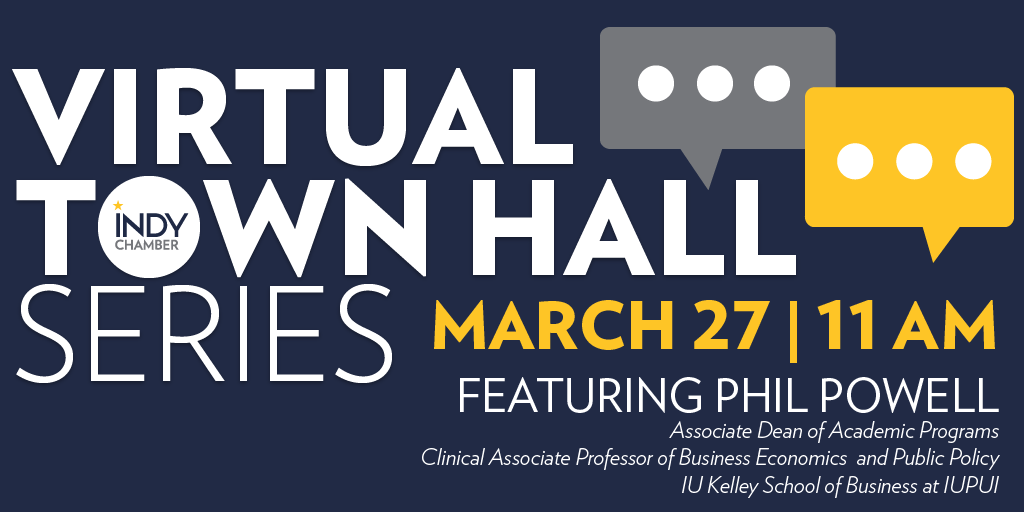 How can your business be ready for the challenges ahead regarding #COVID19? Join us for the first event of our new Virtual Town Hall Series taking place tomorrow at 11am featuring <a href="/PhilPowellatIU/">Philip Powell</a> of <a href="/KelleyIndy/">Kelley School of Business Indianapolis</a> and @michael_j_huber . Spots are limited!
📲 ow.ly/GLrk50yWOy4