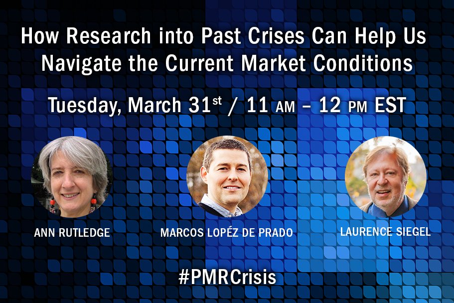 tfintelligence's tweet image. Portfolio Management Research has launched a new Financial Crisis Management Webinar series!
Join industry experts as they discuss 'How research into past crises can help us navigate the current market conditions'.
Register online now! bit.ly/2WMpiqk